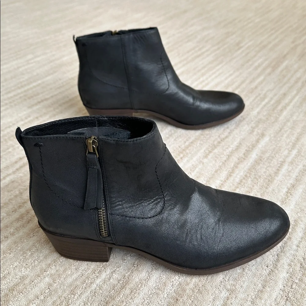 EUC Lucky Brand Blandre Ankle Boots Booties Leather Black Size 8.5